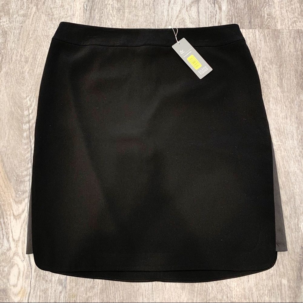 New Eileen Fisher Black Mini K/L Straight Skirt Size Medium